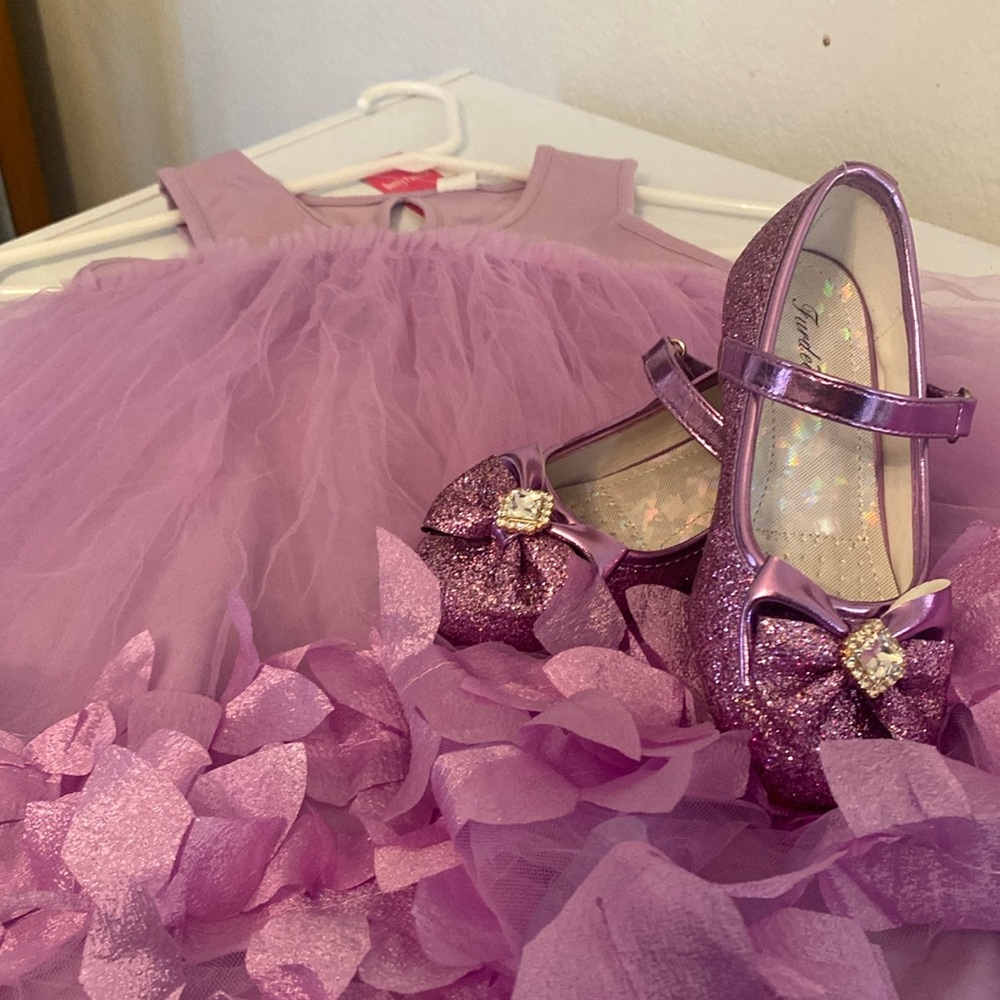 Brand new dress shoes are a size 10, dress is a size 6 in a smoke free home